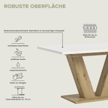 Kulissen-Esstisch >Motion< ausziehbar 190cm, weiß / artisan Eiche Dekor - 150/190x76x90cm (BxHxT)