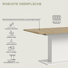 Kulissen-Esstisch >Motion< ausziehbar 190cm, weiß / artisan Eiche Dekor - 150/190x76x90cm (BxHxT)