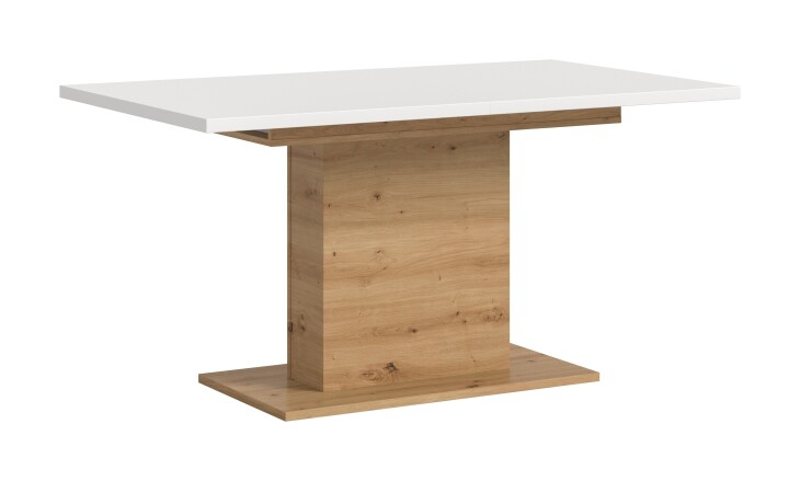 Kulissen-Esstisch >Motion< ausziehbar 190cm, weiß / artisan Eiche Dekor - 150/190x76x90cm (BxHxT)