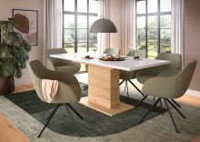 Kulissen-Esstisch >Motion< ausziehbar 190cm, weiß / artisan Eiche Dekor - 150/190x76x90cm (BxHxT)