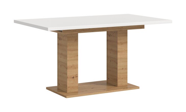 Kulissen-Esstisch >Motion< ausziehbar 190cm, weiß / artisan Eiche Dekor - 150/190x76x90cm (BxHxT)