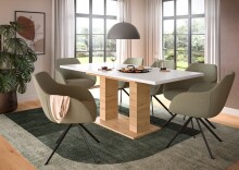 Kulissen-Esstisch >Motion< ausziehbar 190cm, weiß / artisan Eiche Dekor - 150/190x76x90cm (BxHxT)