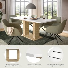 Kulissen-Esstisch >Motion< ausziehbar 190cm, weiß / artisan Eiche Dekor - 150/190x76x90cm (BxHxT)
