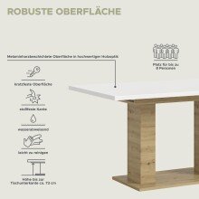 Kulissen-Esstisch >Motion< ausziehbar 190cm, weiß / artisan Eiche Dekor - 150/190x76x90cm (BxHxT)
