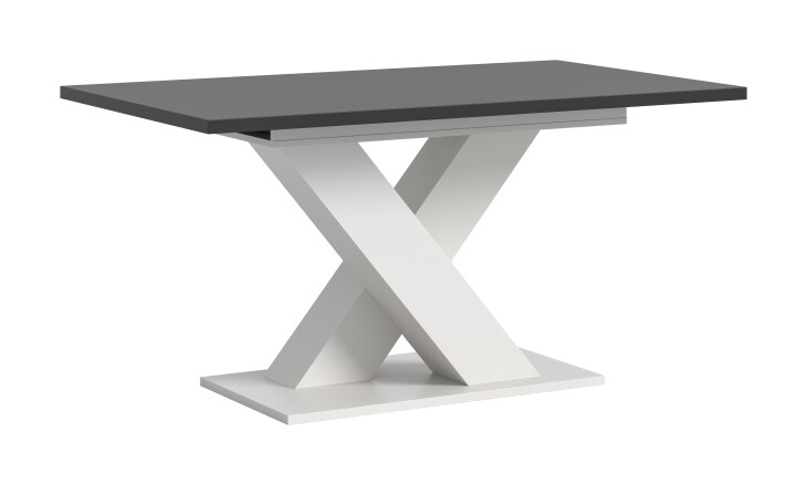 Kulissen-Esstisch >Motion< ausziehbar 190cm, Grau / Weiß - 150/190x76x90cm (BxHxT)