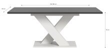 Kulissen-Esstisch >Motion< ausziehbar 190cm, Grau / Weiß - 150/190x76x90cm (BxHxT)