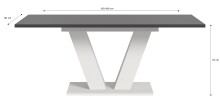 Kulissen-Esstisch >Motion< ausziehbar 190cm, Grau / Weiß - 150/190x76x90cm (BxHxT)
