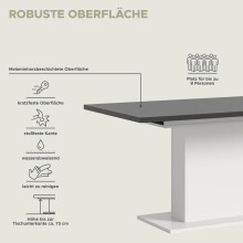 Kulissen-Esstisch >Motion< ausziehbar 190cm, Grau / Weiß - 150/190x76x90cm (BxHxT)