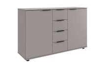 Bettanlage >Tilburg< (4tlg. ) Bett 168x92x210cm, Nachtkommoden, Kommode, Saharagrau/Grafit