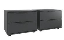 Bettanlage >Tilburg< (4tlg. ) LED, Bett 168x92x210, Nachtkommoden, Sideboard, Farbe Grafit