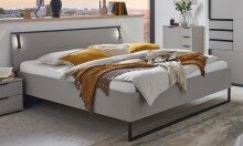 Schlafzimmer-Set >Tilburg< (5tlg. ) Schrank, Bett 188x92x210cm, Kommoden, Saharagrau, Abs. Grafit