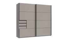 Schlafzimmer-Set >Tilburg< (5tlg. ) Schrank, Bett 188x92x210cm, Kommoden, Saharagrau, Abs. Grafit