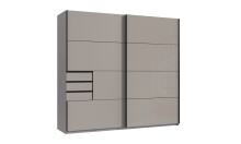 Schlafzimmer-Set >Tilburg< (4tlg.) Schrank, Bett 188x92x210cm, Nachtkommoden, Saharagrau / Grafit