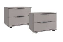 Schlafzimmer-Set >Tilburg< (4tlg.) Schrank, Bett 168x92x210cm, Nachtkommoden, Saharagrau / Grafit