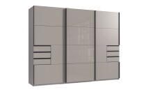 Schlafzimmer-Set >Tilburg< (5tlg.) Bett 168x92x210cm, Schrank, Kommoden, Saharagrau / Grafit