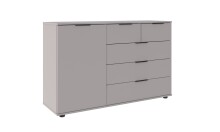 Schlafzimmer-Set >Tilburg< (5tlg.) Bett 188x92x210cm, Schrank, Kommoden, Saharagrau / Grafit