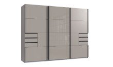 Schlafzimmer-Set >Tilburg< (5tlg.) Bett 188x92x210cm, Schrank, Kommoden, Saharagrau / Grafit