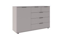 Schlafzimmer-Set >Tilburg< (5tlg.) Bett 168x92x210cm, Schrank, Kommoden, Saharagrau / Grafit