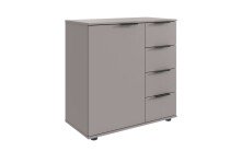 Schlafzimmer-Set >Tilburg< (5tlg.) Bett 188x92x210cm, Schrank, Kommoden, Saharagrau / Grafit