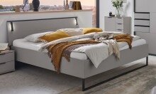 Schlafzimmer-Set >Tilburg< (4tlg.) Bett 188x92x210cm, Schrank, Nachtkommoden, Saharagrau / Grafit