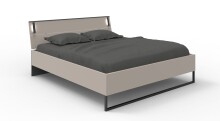 Schlafzimmer-Set >Tilburg< (4tlg.) Bett 188x92x210cm, Schrank, Nachtkommoden, Saharagrau / Grafit