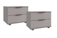 Schlafzimmer-Set >Tilburg< (4tlg.) Bett 188x92x210cm, Schrank, Nachtkommoden, Saharagrau / Grafit