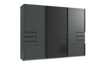 Schlafzimmer-Set >Tilburg< (4tlg.) Bett 168x92x210cm, Schrank, 2 Nachtkommoden, in Grafit