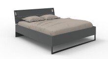 Schlafzimmer-Set >Tilburg< (5tlg.) Bett 188x92x210cm, Schrank, 2 Nachtkommoden, Sideboard, Grafit