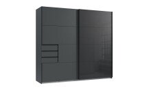 Schlafzimmer-Set >Tilburg< (5tlg.) Bett 188x92x210cm, Schrank, 2 Nachtkommoden, Kommode, Grafit