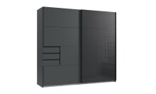 Schlafzimmer-Set >Tilburg< (5tlg.) Bett 168x92x210cm, Schrank, 2 Nachtkommoden, Kommode, Grafit