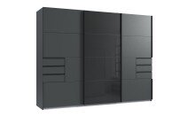 Schlafzimmer-Set >Tilburg< (5tlg.) Bett 188x92x210cm, Schrank, 2 Nachtkommoden, Sideboard, Grafit