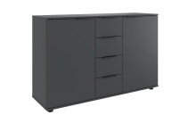 Schlafzimmer-Set >Tilburg< (5tlg.) Bett 188x92x210cm, Schrank, 2 Nachtkommoden, Sideboard, Grafit