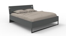 Schlafzimmer-Set >Tilburg< (5tlg.) Bett 188x92x210cm, Schrank, 2 Nachtkommoden, Kommode, Grafit