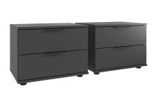 Schlafzimmer-Set >Tilburg< (5tlg.) Bett 188x92x210cm, Schrank, 2 Nachtkommoden, Kommode, Grafit