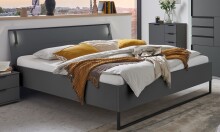 Schlafzimmer-Set >Tilburg< (5tlg.) Bett 168x92x210cm, Schrank, 2 Nachtkommoden, Kommode, Grafit