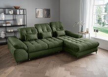 Polsterecke >Devland< Schlaffunktion, Stauraum, Cord moosgrün - 273x105x189cm (BxHxT)