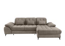 Polsterecke >Devland< Schlaffunktion, Stauraum, Cord grau-braun - 273x105x189cm (BxHxT)