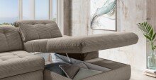 Polsterecke >Devland< Schlaffunktion, Stauraum, Cord grau-braun - 273x105x189cm (BxHxT)