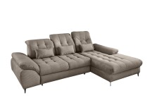 Polsterecke >Devland< Schlaffunktion, Stauraum, Cord grau-braun - 273x105x189cm (BxHxT)