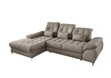 Polsterecke >Devland< Schlaffunktion, Stauraum, Cord grau-braun - 273x105x189cm (BxHxT)