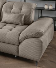 Polsterecke >Devland< Schlaffunktion, Stauraum, Cord grau-braun - 273x105x189cm (BxHxT)