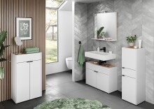 Badspiegel >1429< mit Ablage in Weiß - 76x75x15cm (BxHxT)