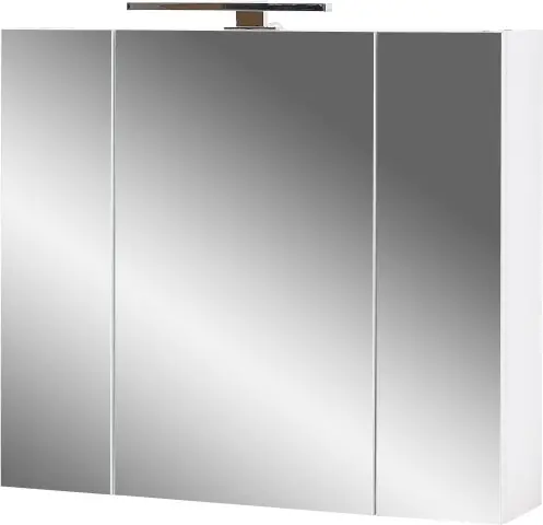 Badezimmerspiegelschrank >2754< 3 Spiegeltüren, Türdämpfung, Weiß - 76x71x23cm (BxHxT)