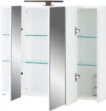 Badezimmerspiegelschrank >2754< 3 Spiegeltüren, Türdämpfung, Weiß - 76x71x23cm (BxHxT)