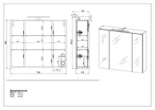 Badezimmerspiegelschrank >2754< 3 Spiegeltüren, Türdämpfung, Weiß - 76x71x23cm (BxHxT)