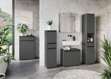 Badezimmerspiegelschrank >2754< 3 Spiegeltüren, LED-Beleuchtung, Graphit - 76x71x23cm (BxHxT)