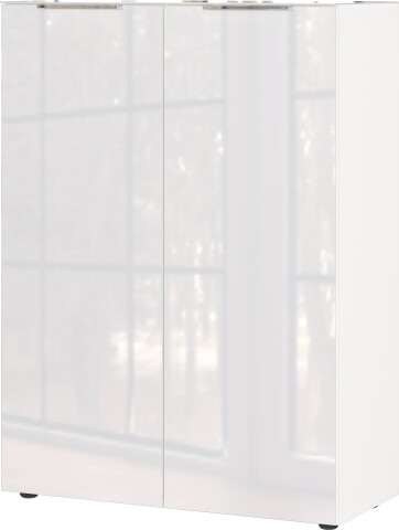 Schuhschrank >GW-GENOVA< 2 Türen, 5 Böden, Glas / Weiß - 87x120x40cm (BxHxT)