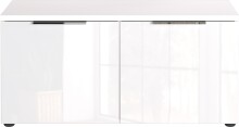 Schuhbank >GW-GENOVA< 4 Böden, 2 Türen, Glas / Weiß - 97x47x40cm (BxHxT)