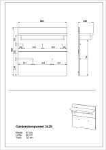 Wandgarderobe >GW-GENOVA< 5 Haken, Ablage, Stange, Glas / Weiß - 97x96x30cm (BxHxT)