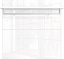 Wandgarderobe >GW-GENOVA< 5 Haken, Ablage, Stange, Glas / Weiß - 97x96x30cm (BxHxT)